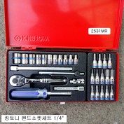 킹토니 핸드소켓세트 2531MR 1/4인치 31본조 숏(4~13mm)+육각3~10mm+별T8~T30